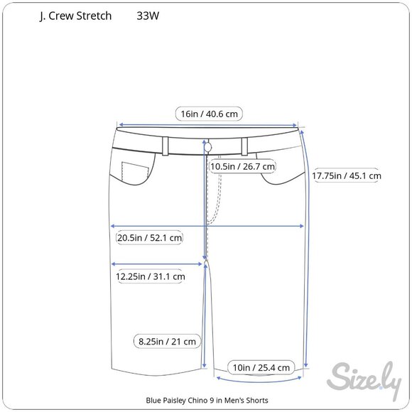 J. Crew Stretch Blue Paisley 9in Chino Mens Shorts 33W - Picture 8 of 8